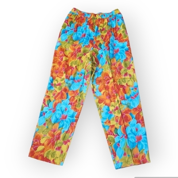 Vintage 80s Bonnie Norma Tropical Print Cotton Shirt Pants Large - Picture 4 of 6